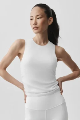 Geripptes „En Pointe“-Top – Weiß