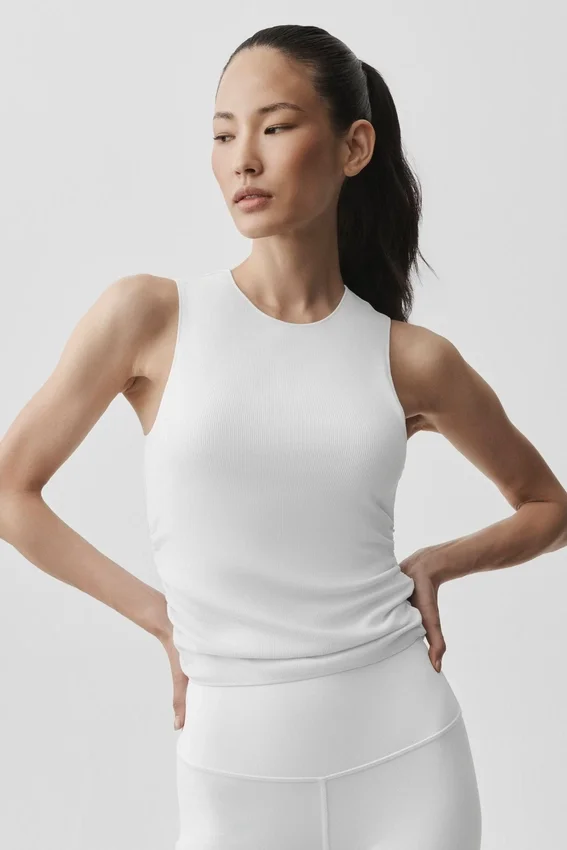 Geripptes „En Pointe“-Top – Weiß