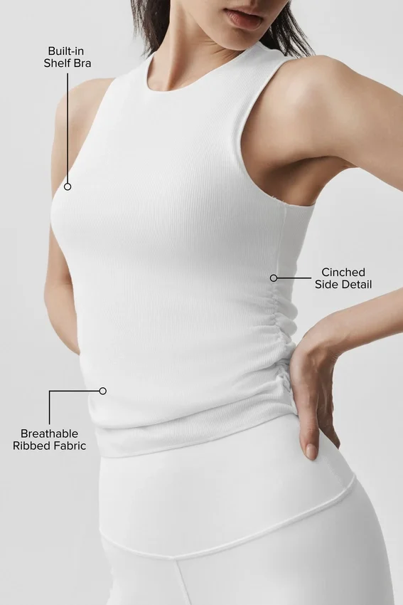 Geripptes „En Pointe“-Top – Weiß