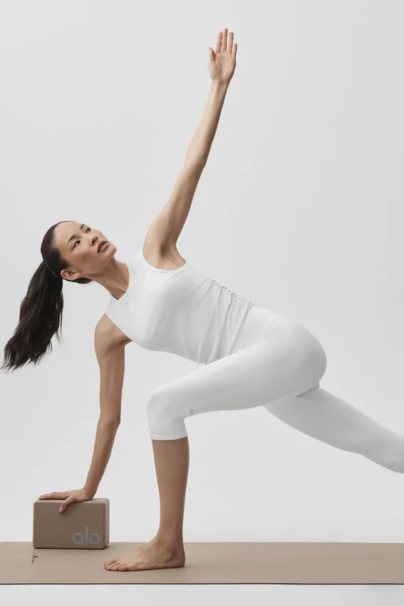 Geripptes „En Pointe“-Top – Weiß