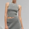 Geripptes Highline-Cropped-Top aus Strick – Lunar Grey/Weiß