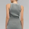 Geripptes Highline-Cropped-Top aus Strick – Lunar Grey/Weiß