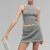 Geripptes Highline-Cropped-Top aus Strick – Lunar Grey/Weiß