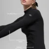 Geripptes „Mesmerize“-Langarmshirt mit Stehkragen – Schwarz
