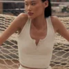 Geripptes Modal-Henley-Top – Oatmeal Heather