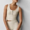 Geripptes Modal-Henley-Top – Oatmeal Heather