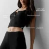 Geripptes Modal-Henley-Top – Schwarz