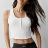 Geripptes Modal-Henley-Top – Weiß
