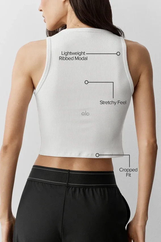 Geripptes Modal-Henley-Top – Weiß