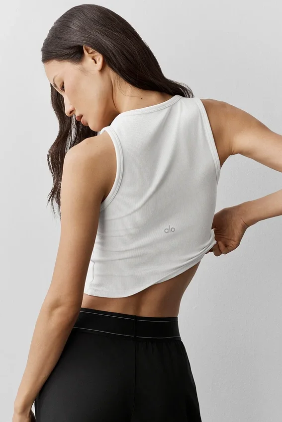 Geripptes Modal-Henley-Top – Weiß