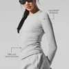 Geripptes Modal-Langarmshirt – Athletic Heather Grey