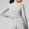 Geripptes Modal-Langarmshirt – Athletic Heather Grey