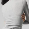 Geripptes Modal-Langarmshirt – Athletic Heather Grey