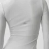 Geripptes Modal-Langarmshirt – Weiß