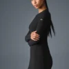 Geripptes Sea Coast Langarmshirt – Schwarz