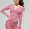 Geripptes „Stardust“-Langarmshirt – Pink Wild Rose