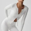 Geripptes „Stardust“-Langarmshirt – Weiß
