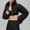 Gesteppter „Starlight“-Puffer-Bolero – Schwarz
