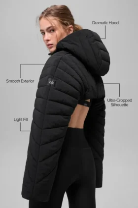 Gesteppter „Starlight“-Puffer-Bolero – Schwarz