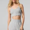 Gestreiftes, zartes Lounge-Top – Athletic Heather Grey