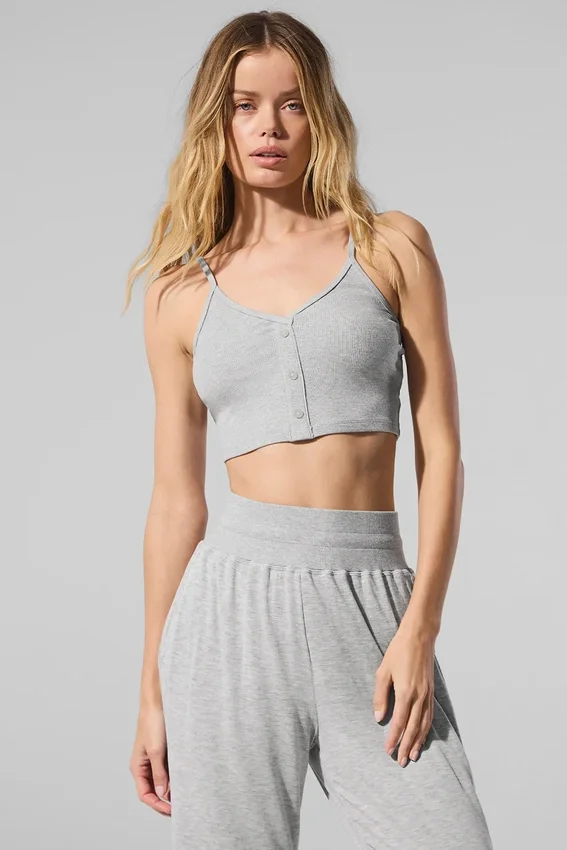 Gestreiftes, zartes Lounge-Top – Athletic Heather Grey