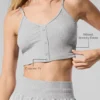 Gestreiftes, zartes Lounge-Top – Athletic Heather Grey
