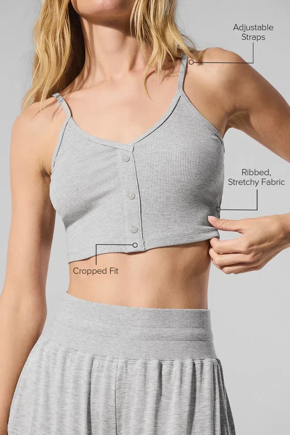 Gestreiftes, zartes Lounge-Top – Athletic Heather Grey