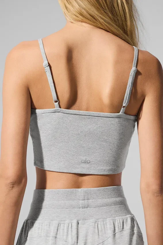 Gestreiftes, zartes Lounge-Top – Athletic Heather Grey