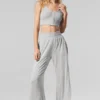 Gestreiftes, zartes Lounge-Top – Athletic Heather Grey