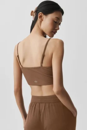 Gestreiftes, zartes Lounge-Top – Sun Kissed Brown