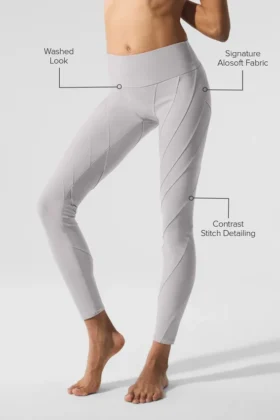 Gewaschene High-Waist Alosoft Sunray Leggings – Grey Sky Wash