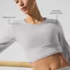Gewaschenes Alosoft Crop Finesse Langarmshirt – Grey Sky Wash