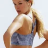 Gingham Airlift So Smooth Stirnband – Marineblau mit Vichy-Karomuster