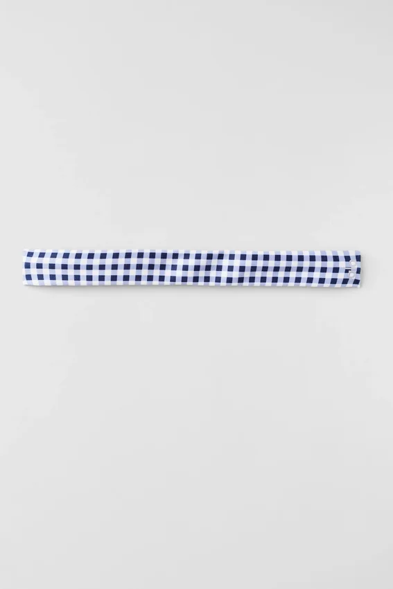 Gingham Airlift So Smooth Stirnband – Marineblau mit Vichy-Karomuster