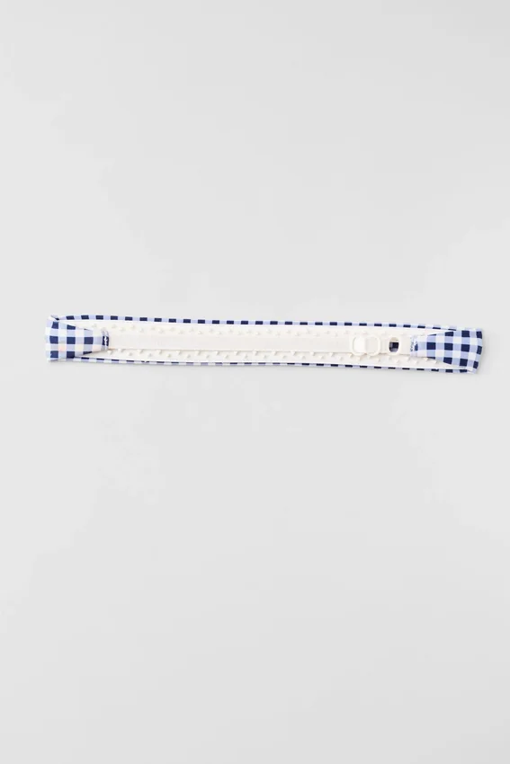 Gingham Airlift So Smooth Stirnband – Marineblau mit Vichy-Karomuster