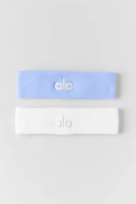 Glow-Schweißband (2er-Pack) – Helles Provence-Blau/Weiß