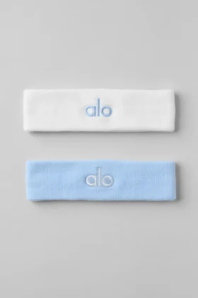 Glow-Schweißband (2er-Pack) – Muschelblau/Weiß