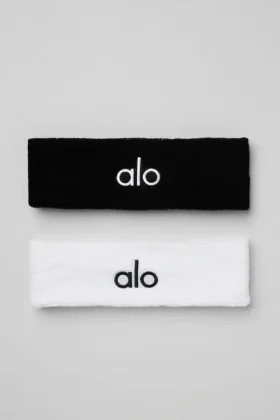 Glow-Schweißband (2er-Pack) – Schwarz/Weiß