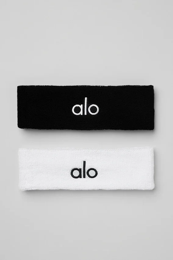 Glow-Schweißband (2er-Pack) – Schwarz/Weiß