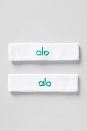 Glow-Schweißband (2er-Pack) – Weiß/Fichtengrün