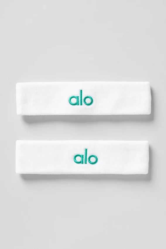 Glow-Schweißband (2er-Pack) – Weiß/Fichtengrün
