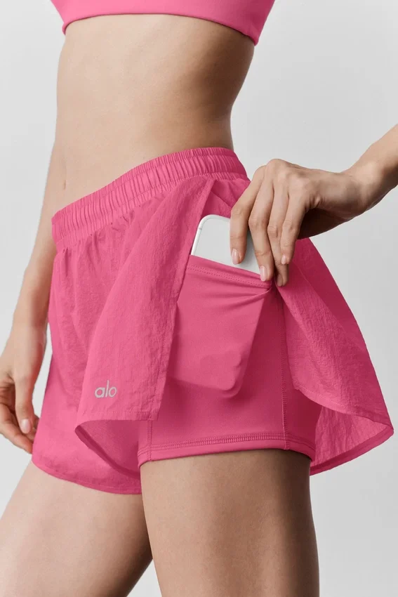 Go Time Shorts mit mittlerer Leibhöhe – Paradise Pink