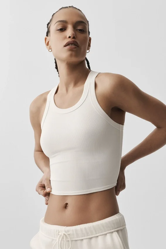 Goddess Ribbed Go-To Top – Elfenbein