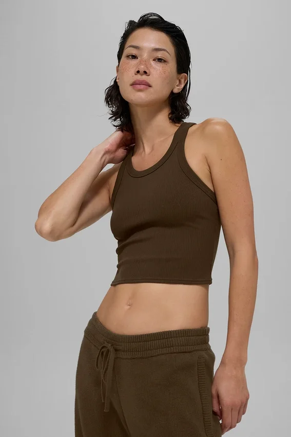 Goddess Ribbed Go-To Top – Espresso
