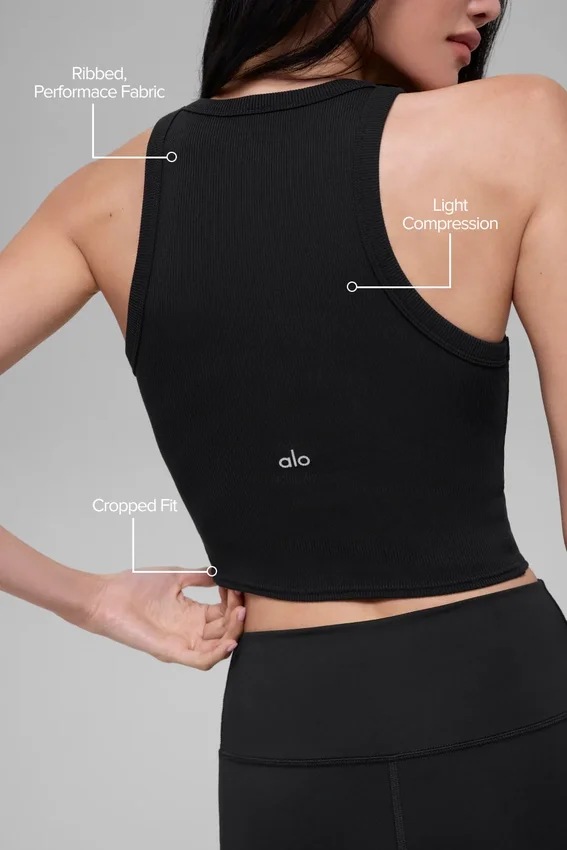 „Goddess Ribbed Go-To Top“ – Schwarz