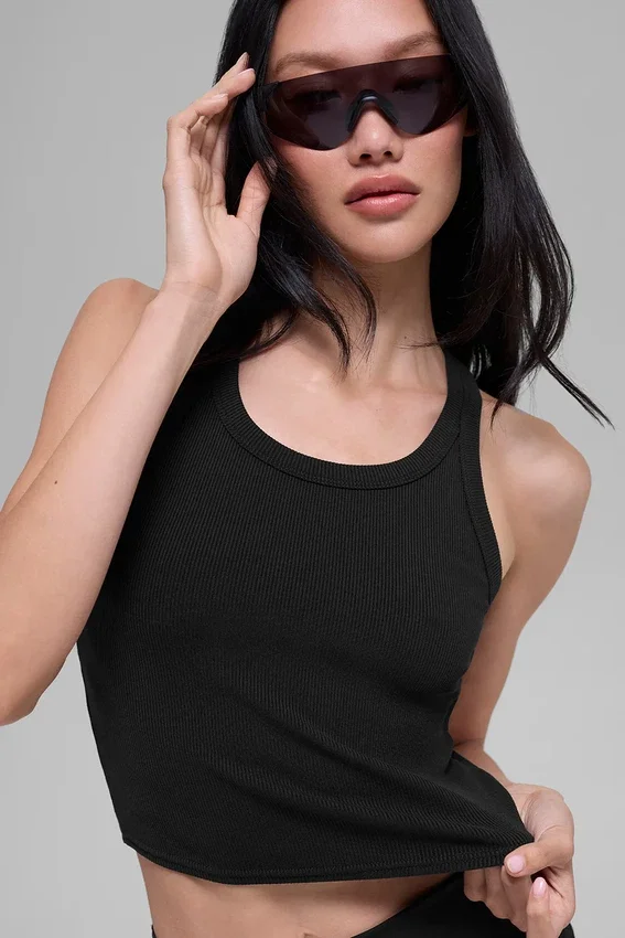 „Goddess Ribbed Go-To Top“ – Schwarz
