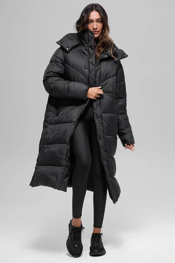 Gold Rush Puffer-Trench – Schwarz
