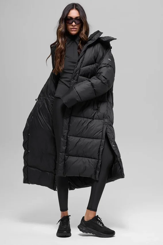 Gold Rush Puffer-Trench – Schwarz