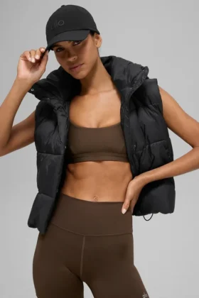 Gold Rush Puffer-Weste – Schwarz
