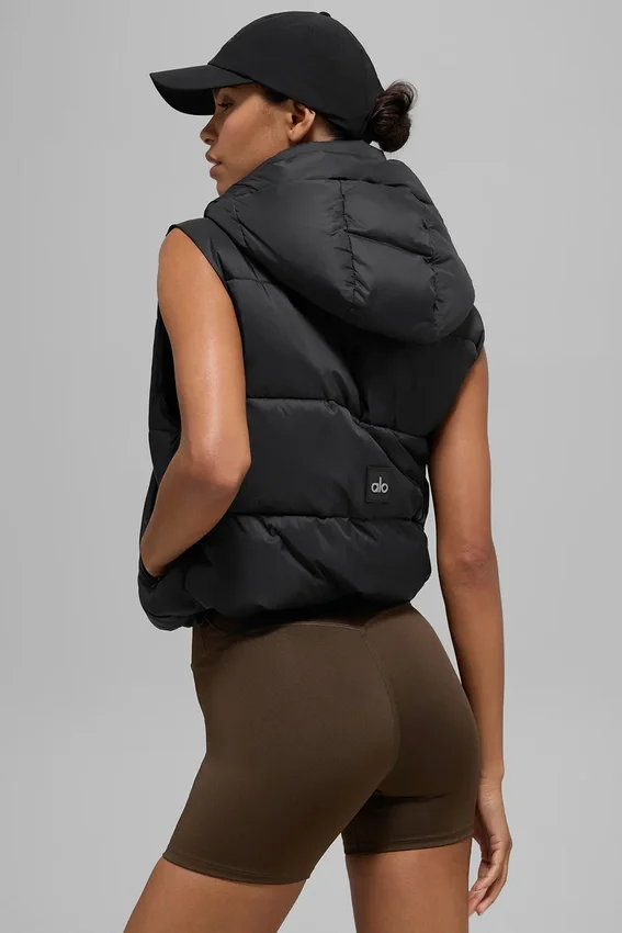 Gold Rush Puffer-Weste – Schwarz
